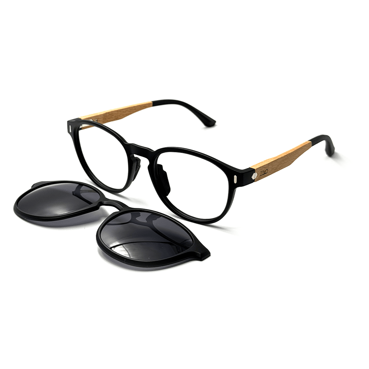 ARMAÇÃO CLIP ON 2 EM 1 BARK Zeno Madeira/Preto