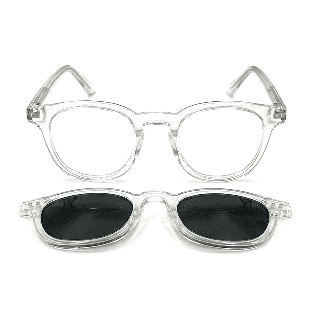 Armação Quadrada Clip On 2 Em 1 Horos Zeno Transparente