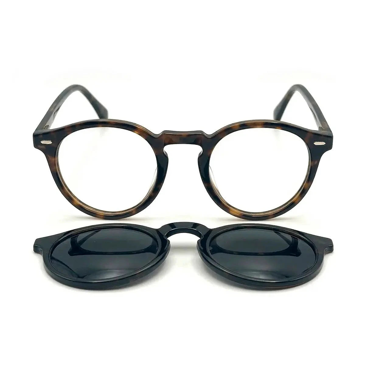 Armação Redonda Clip On 2 em 1 Vênus Zeno Tartaruga/Marrom