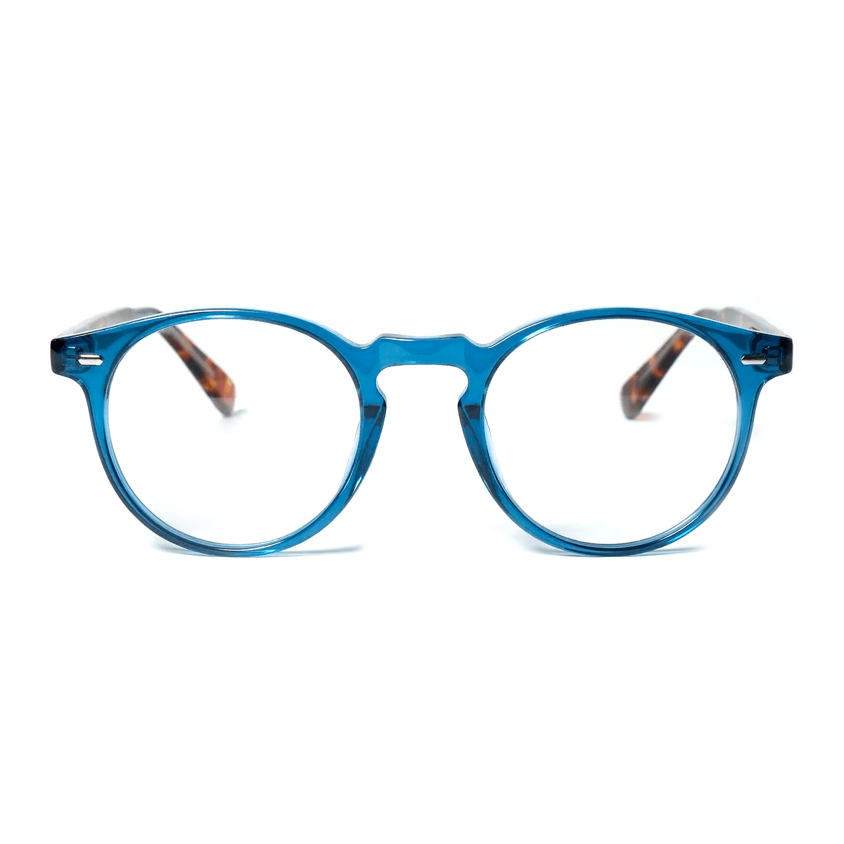Armação Redonda Júpiter Óculos de Grau Zeno Azul/Tartaruga