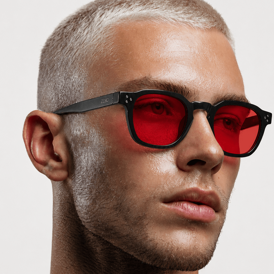 Óculos Anti Luz Azul Charlez Preto - Vermelho Biohacking Óculos de Grau Zeno