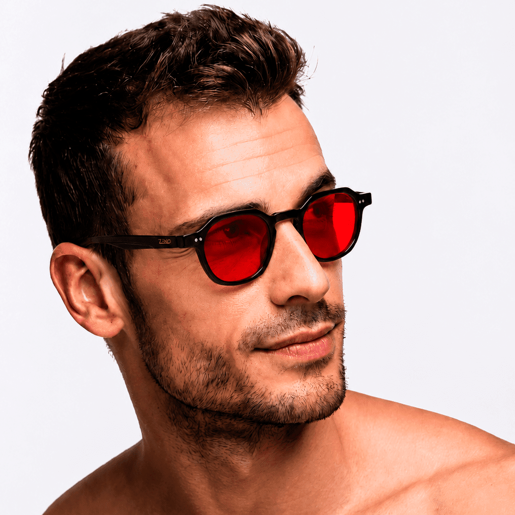 Óculos Anti Luz Azul Darvin Preto - Vermelho Biohacking Óculos de Grau Zeno