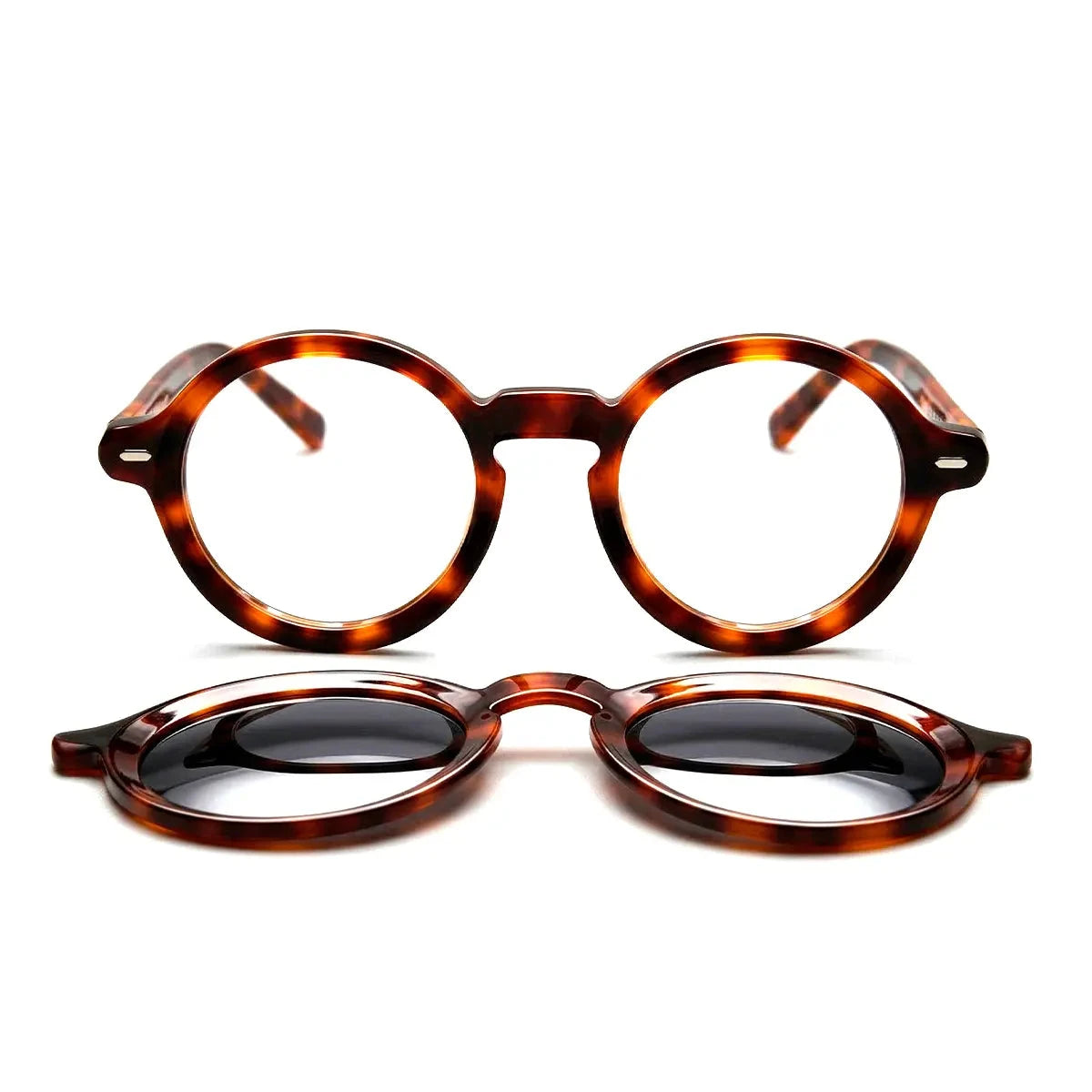 Armação Redonda Clip On 2 Em 1 Matrix Zeno Transparente/Tartaruga 