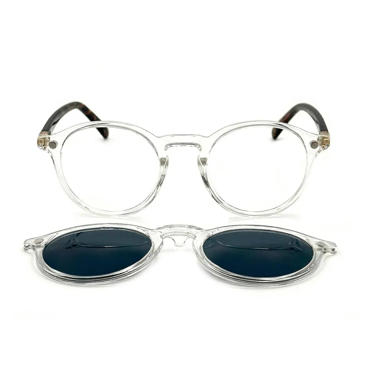 Armação Redonda Clip On 2 Em 1 Olivo Zeno Transparente/Tartaruga 